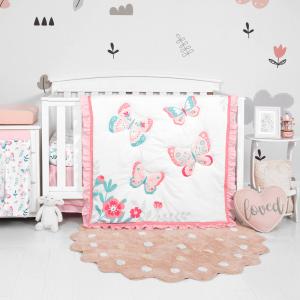100% Cotton Cartoon Butterfly Crib Bedding Set