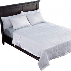 300TC Fabric Lightweight 70% Goose / Duck Down Solid Blanket with Satin Trim for Summer 300TC Fabric Lightweight 70% Goose / Duck Down Solid Blanket with Satin Trim for Summer