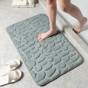 3D Embossed Cobble Stone Coral Fleece Bath Mat with Non-slip SBR Bottom Bath Mat 3D Embossed Cobble Stone Coral Fleece Bath Mat with Non-slip SBR Bottom Bath Mat