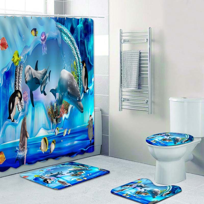 3D Printing Design Bathroom Washroom Waterproof Shower Curtains