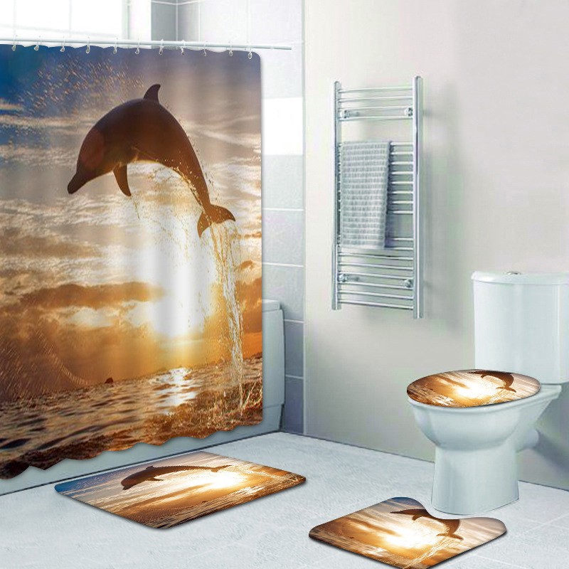 3D Printing Design Bathroom Washroom Waterproof Shower Curtains