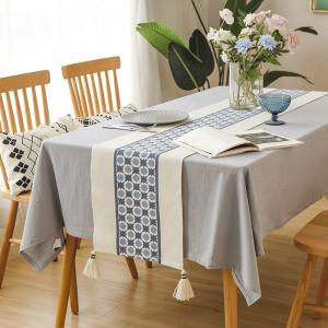 Boho Style Flower Runner Cotton Woven Table Runner