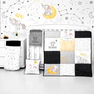 3 Piece Cartoon Animal Elephant Crib Nursing Quilt Newborn Bedroom Baby Crib Bedding Set
