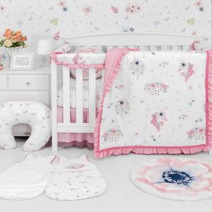 Cartoon Pattern Animal Floral Crib Bedding For Girls