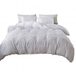 Clipped Design Tufted Diamond Pattern Microfiber Duvet Cover Set