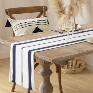 Cotton Rope Woven Table Runner Striped Tasseled Table Runner