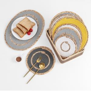 Cotton Water Hyacinth Insulation Double Contrast Color Placemats