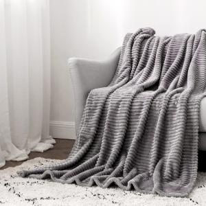 Super Soft Custom Blanket Solid Striped Fluffy Corduroy Blanket Velvet Fleece Throw Blanket