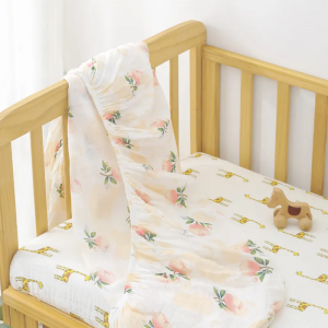 Custom GOTS Organic Cotton Print Bedding Muslin Crib Fitted Sheets