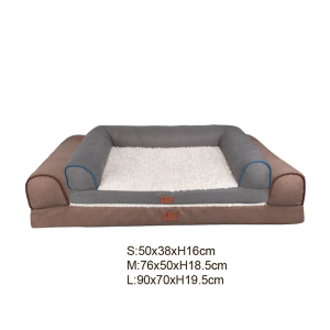 Custom Logo Grey Brown Orthopedic Foam Dog Sofa Bed