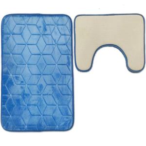 Custom Non Slip Flannel Fabric 2pcs Bath Mat Set