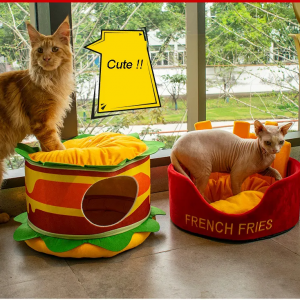 Cute Design Hamburger French Fries Cat Bed 