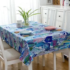 Digital Printing Blue Fish Tablecloth