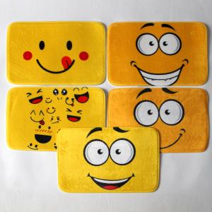 Flannel Fabric Memory Foam Smile Style Shape Non Slip Bath Mat