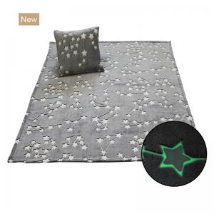 Flannel Plush Star Moon Shining Grey Blanket 