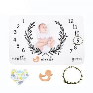 Fleece Baby Milestone Blanket Photograph Flannel with Accessories 