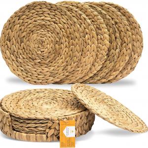 Handmade Natural Water Hyacinth Placemats with Round Holder Handmade Natural Water Hyacinth Placemats with Round Holder