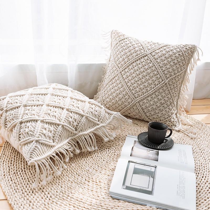 Home Decorative Hand Crocheted Macrame Pillow Case