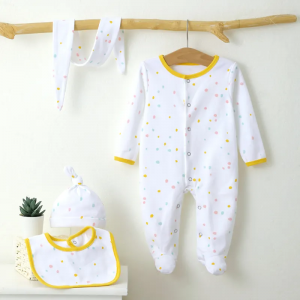 Long Sleeve Baby Pajamas Set With Blanket Bibs Hat