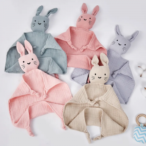 New Cotton Gauze Bunny Lovey For Newborn Baby 30x30cm