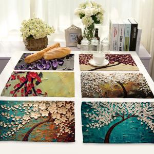 Oil Painting Plant Series Restaurant Insulated Square Dining Table Mat Oil Painting Plant Series Restaurant Insulated Square Dining Table Mat