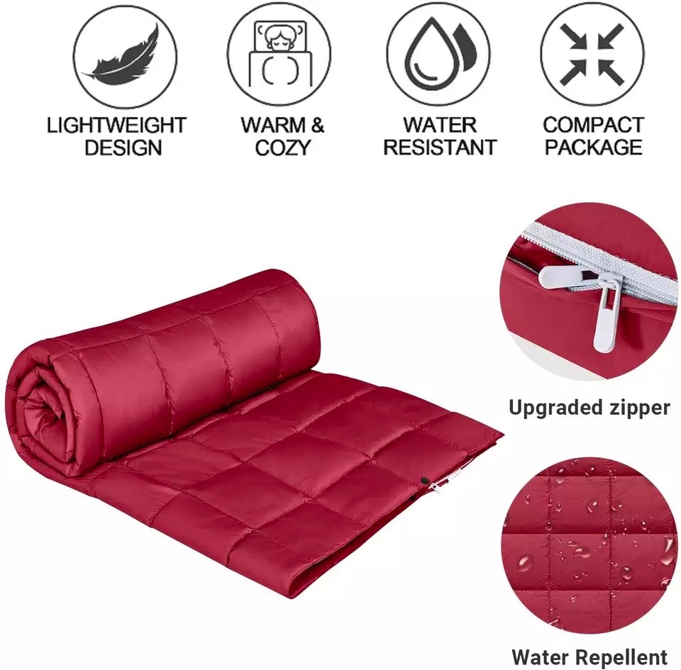 Packable Lightweight Travel Down Alternative Warm Camping Blanket
