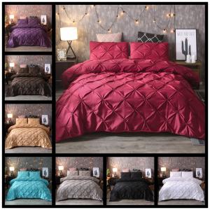 3 pieces Pintuck Pinch Pleated 110gsm Thick Microfiber Duvet Comforter Cover with Zipper Closure