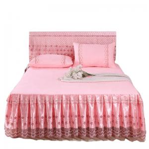 Polyester Pink Decorative Bed Sheet Bedspread Bed Skirt