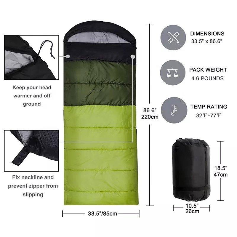 Portable Lightweight Winter Outdoor Adults Single Camping Envelope Sleeping Bag