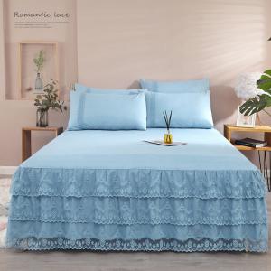 Printed Romantic Brushed Cotton Elegant Lace Bedspread Bed Skirt Printed Romantic Brushed Cotton Elegant Lace Bedspread Bed Skirt