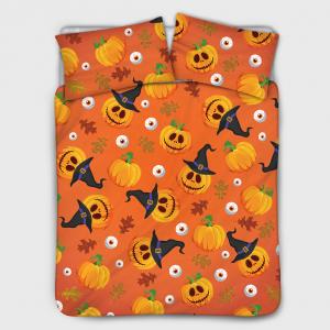 Pumpkin Lamp Witch Hat Halloween Theme Custom Printed Polyester Duvet Cover Pumpkin Lamp Witch Hat Halloween Theme Custom Printed Polyester Duvet Cover