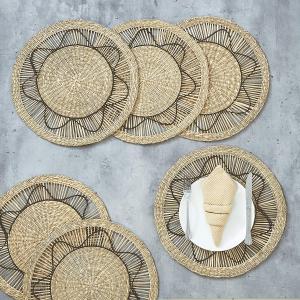 Round Woven Wicker Table Boho Seagrass Placemats Round Woven Wicker Table Boho Seagrass Placemats