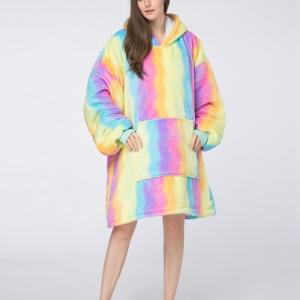 TV Lazy Outdoor Sweatshirt Hoodie Warm Bathrobe Sherpa Blanket
