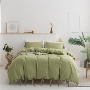 Tie Bowknot Textured Cotton Duvet Cover