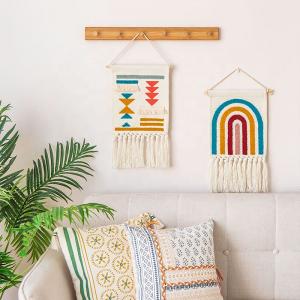 White Fabric Colorful Embroidery Kids Bedroom Room Wall Decor Tapestry